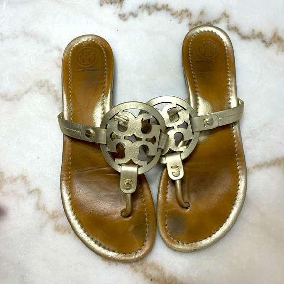Tory Burch gold Millers. - Picture 3 of 5